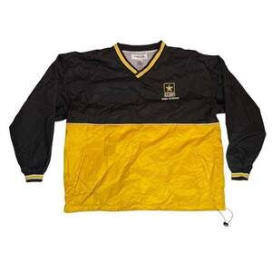 U.S. Army Army Strong Pullover Windbreaker Jacket Black Yellow Mens 2XL
